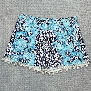 J. McLaughlin Shorts Blue Design with Pom Pom’s
Size Small